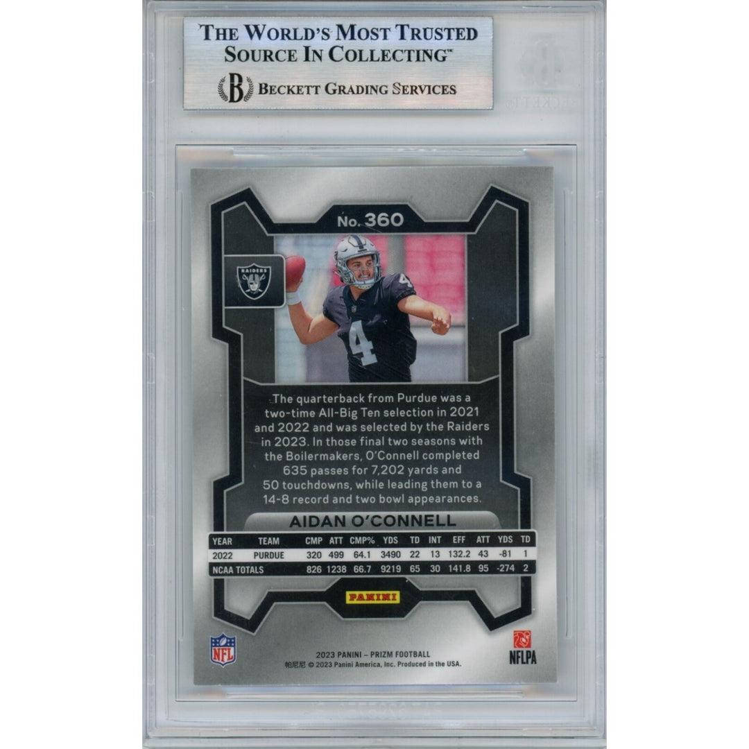 Aidan O'Connell Autographed 2023 Panini #360 Trading Card Beckett 46495