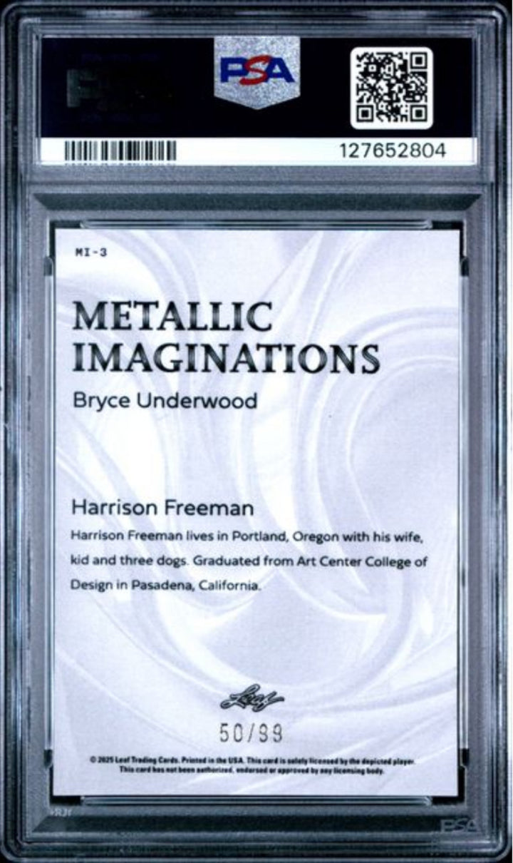 Graded 2025 Leaf Bryce Underwood #MI3 Metallic 2 Gold /99 Rookie RC Card PSA 10