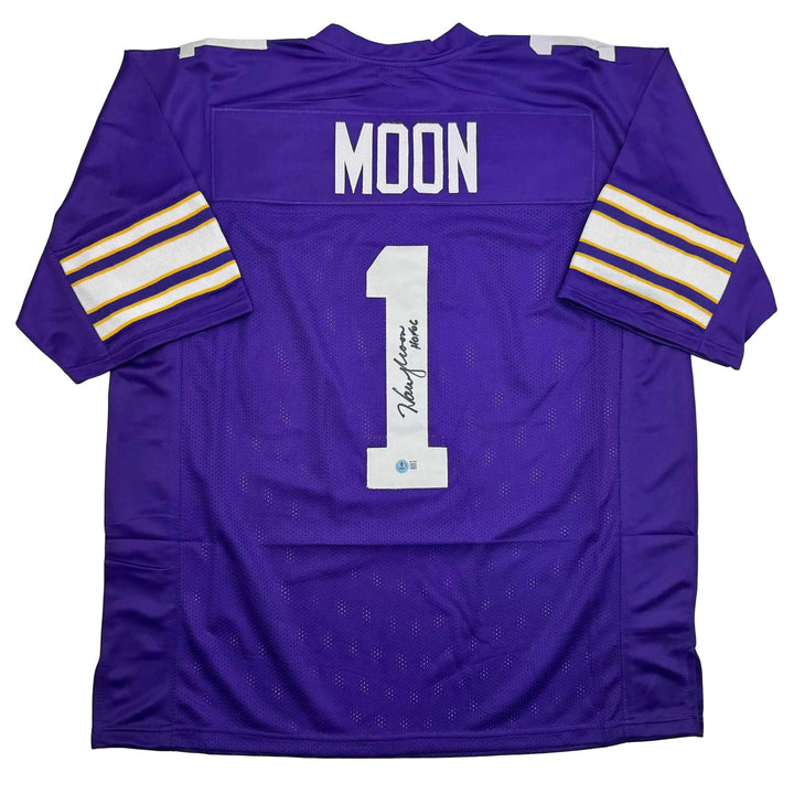 Autographed/Signed Warren Moon HOF 06 Minnesota Purple Jersey Beckett BAS COA