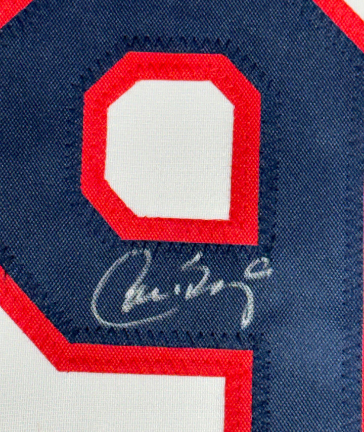 Framed Autographed/Signed Carlos Baerga 35x39 Cleveland White Jersey BAS COA