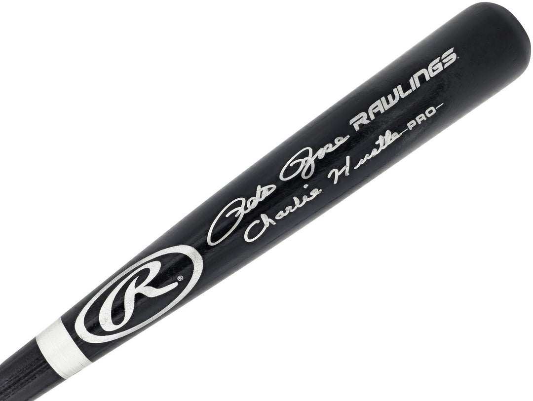 Pete Rose Signed Black Rawlings Pro Baseball Bat Reds "Charlie Hustle" JSA