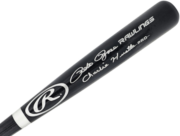 Pete Rose Signed Black Rawlings Pro Baseball Bat Reds "Charlie Hustle" JSA