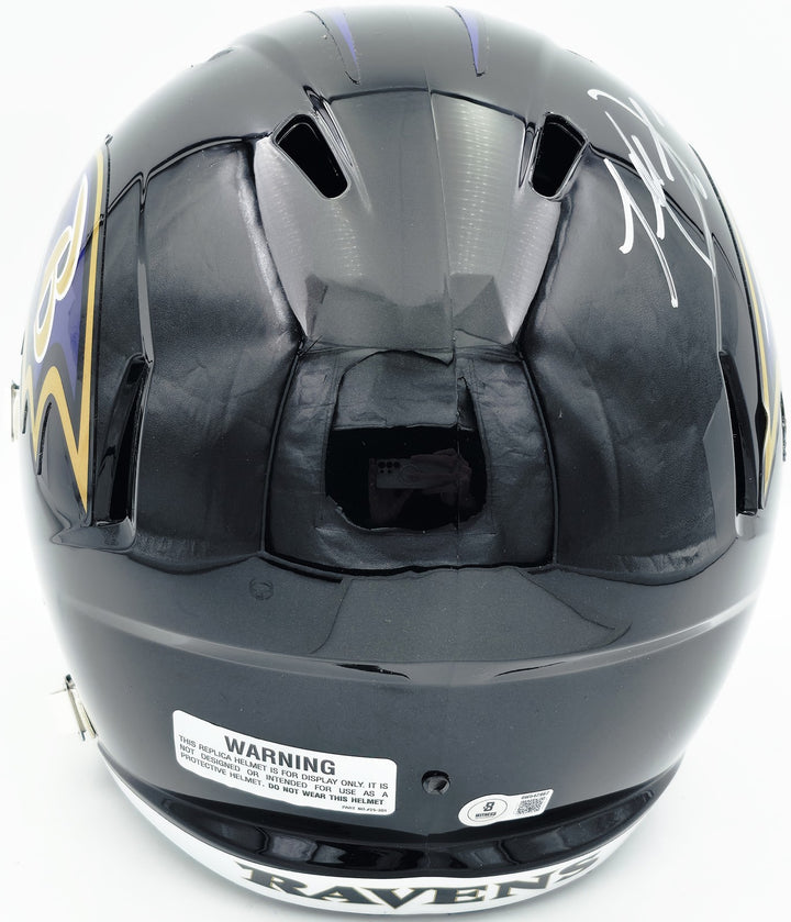 Terrell Suggs Signed Ravens Black Full Size Speed Replica Helmet Beckett Witness