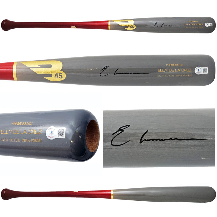 Elly De La Cruz Signed Gray B45 Player Model Bat Cincinnati Reds Beckett Witness