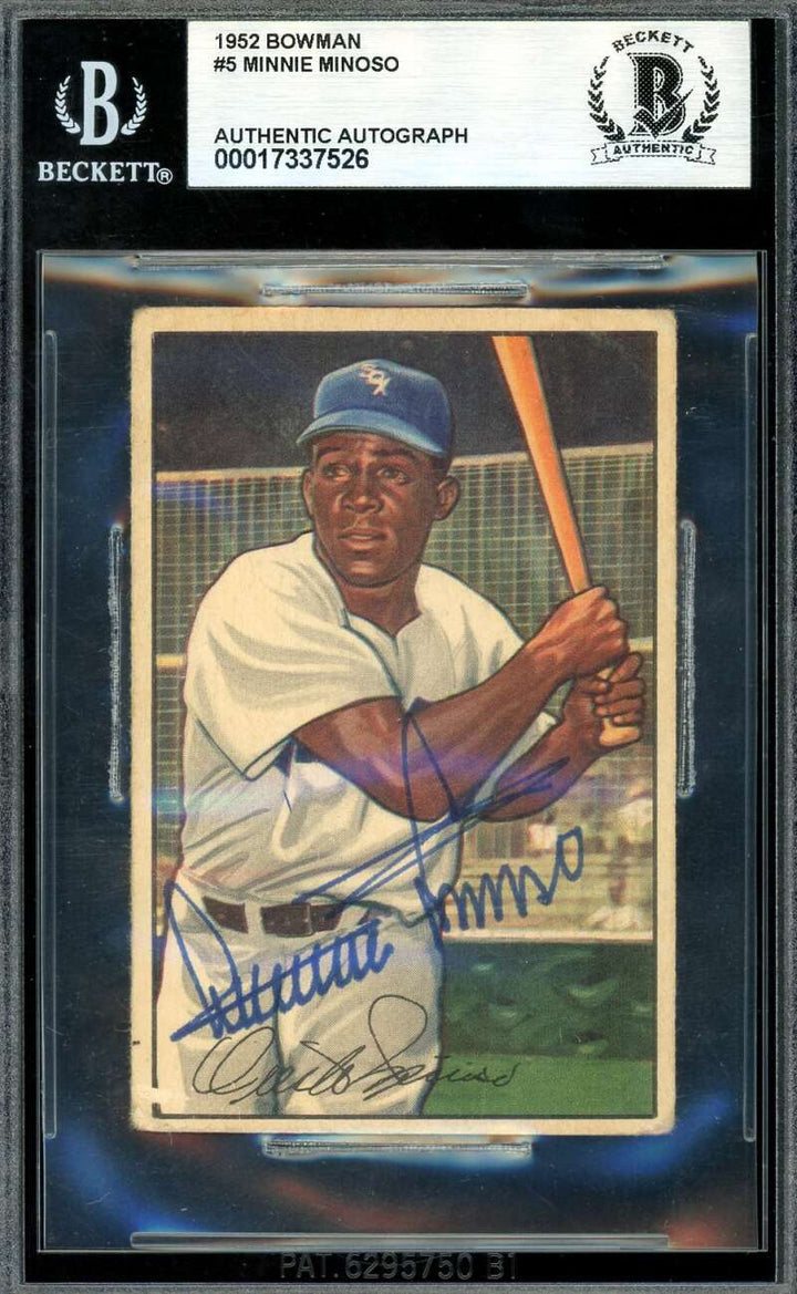 Minnie Minoso Beckett BAS Signed 1952 Bowman Rookie Autograph