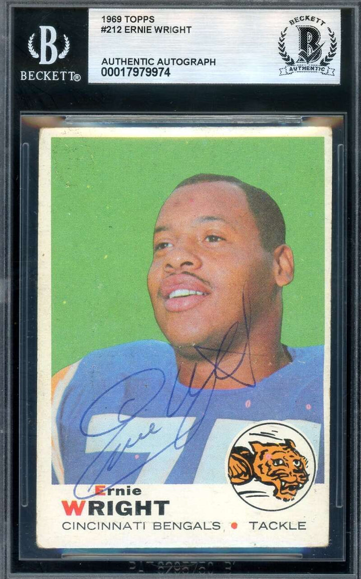 Ernie Wright Beckett BAS Vintage Signed 1969 Topps Autograph