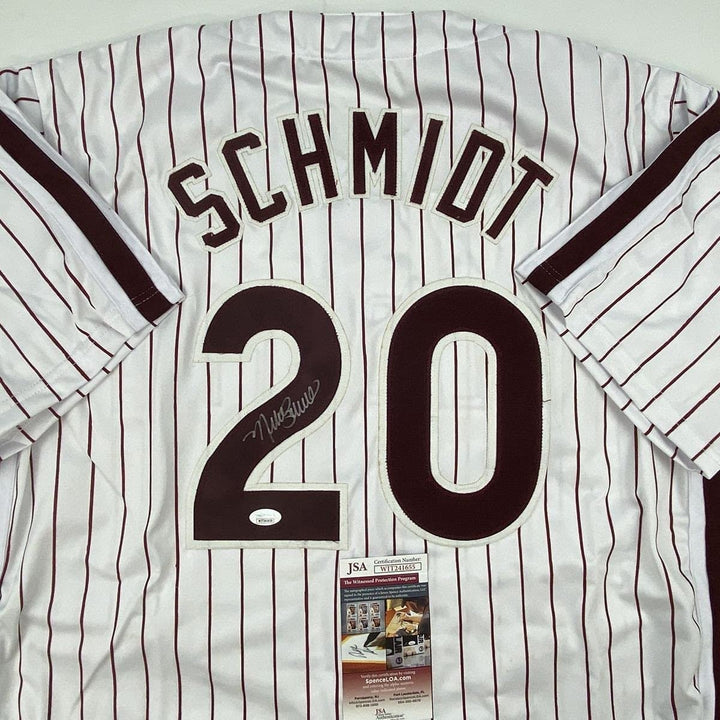 Autographed/Signed Mike Schmidt Philadelphia Pinstripe Jersey JSA COA