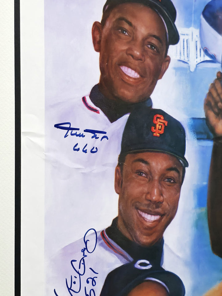500 Home Run Club Auto Framed 28x30 Photo 11 Sigs Willie Mays Hank Aaron Beckett