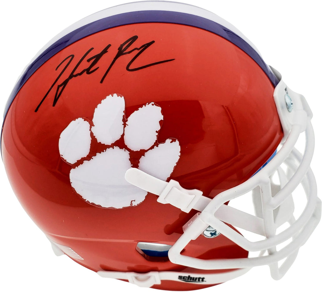 Hunter Renfrow Signed Clemson Tigers Orange Schutt Mini Helmet Beckett BAS