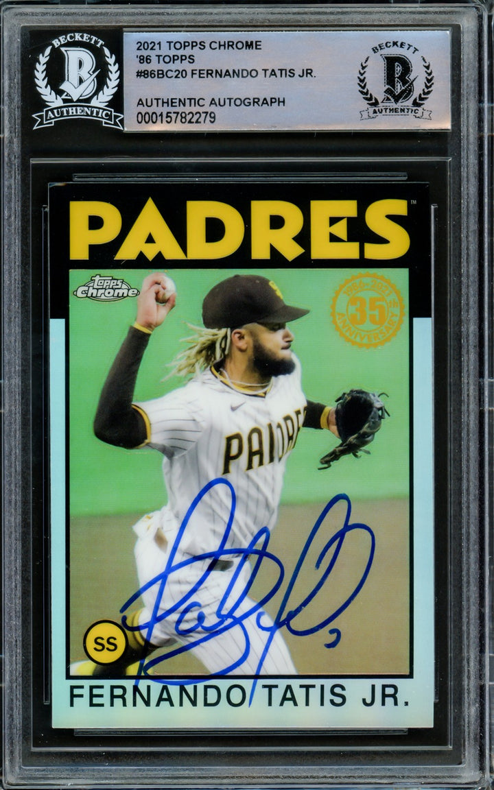 Fernando Tatis Jr. Signed 2021 Topps Chrome 1986 Refractor Card #86BC-20 San
