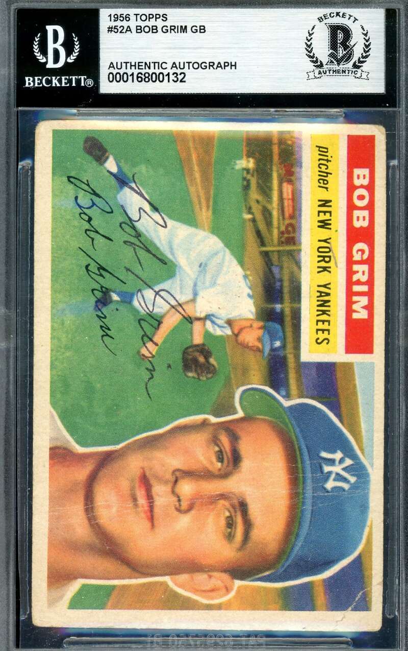 Bob Grim Beckett BAS Signed 1956 Topps Autograph