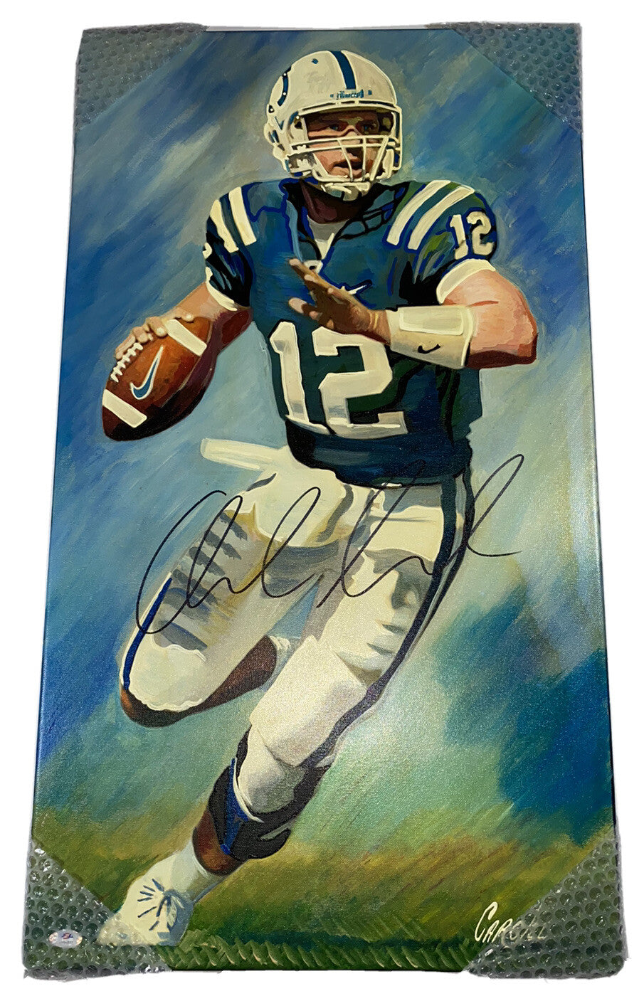 ANDREW LUCK SIGNED INDIANAPOLIS COLTS FOOTBALL ARTWORK ORGINAL PAINTING PSA/DNA