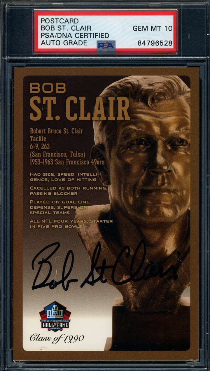 Bob St. Clair Gem Mint 10 PSA DNA Signed HOF Bronze Bust Postcard Autograph