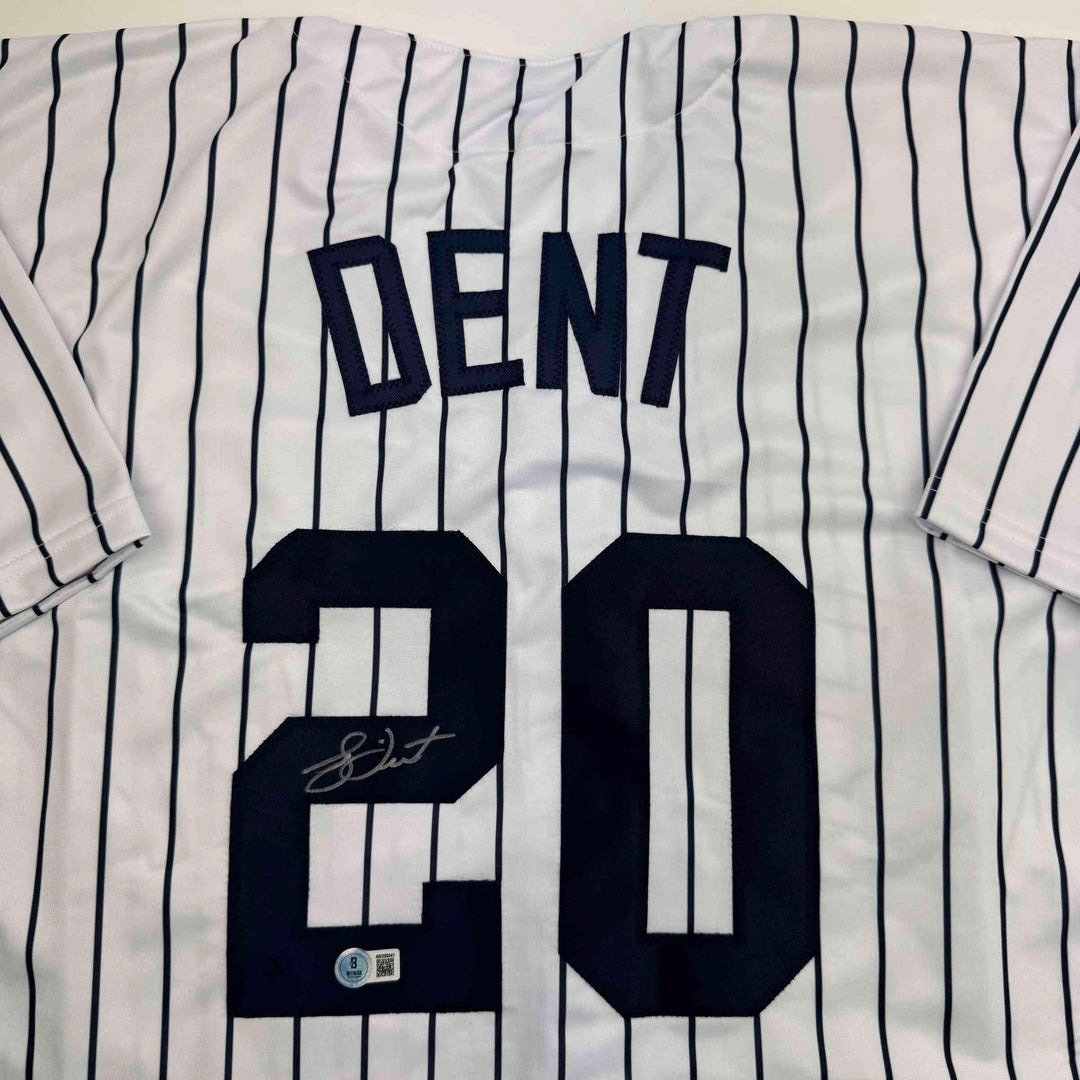 Autographed/Signed Bucky Dent New York Pinstripe Jersey Beckett BAS COA