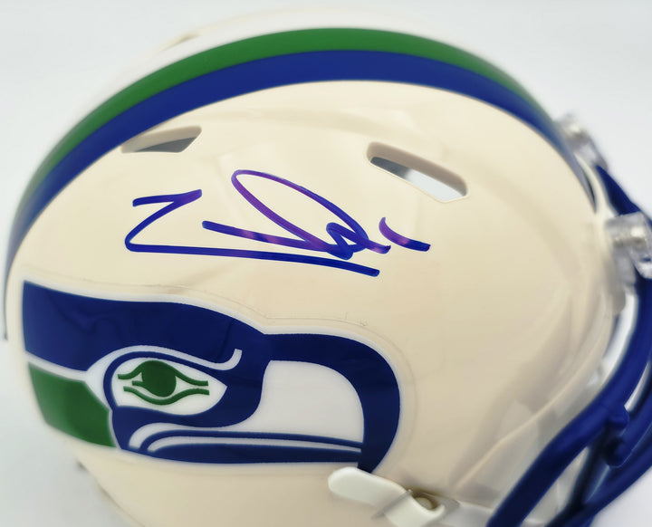 Zach Charbonnet Signed Seattle Seahawks Cream Retro Speed Mini Helmet MCS Holo