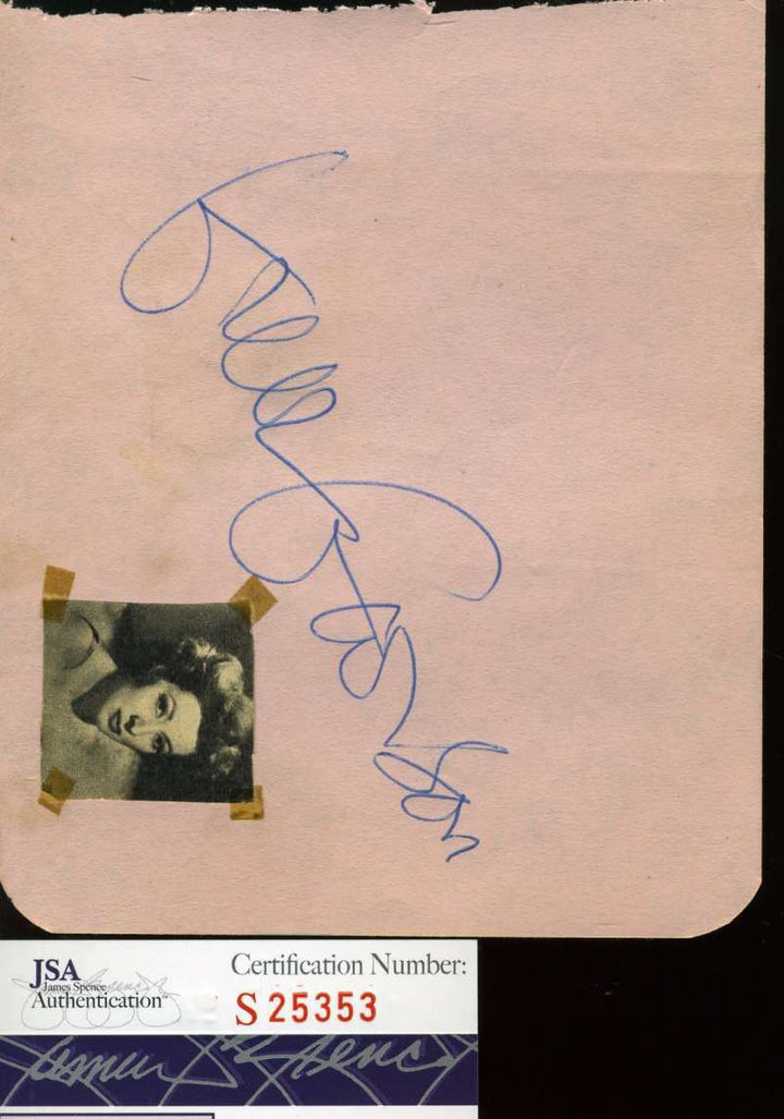 Greer Garson Hand Signed Jsa Album Page Authentic Autograph