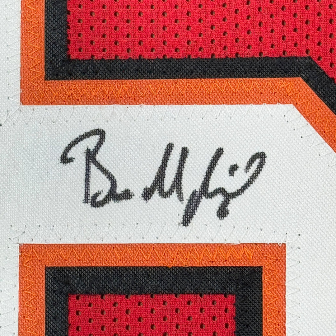Framed Autographed/Signed Baker Mayfield 35x39 Tampa Red Jersey BAS COA