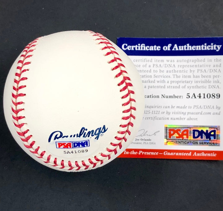 Dwight Doc Gooden signed full stat Shea Stadium logo baseball PSA Witness COA