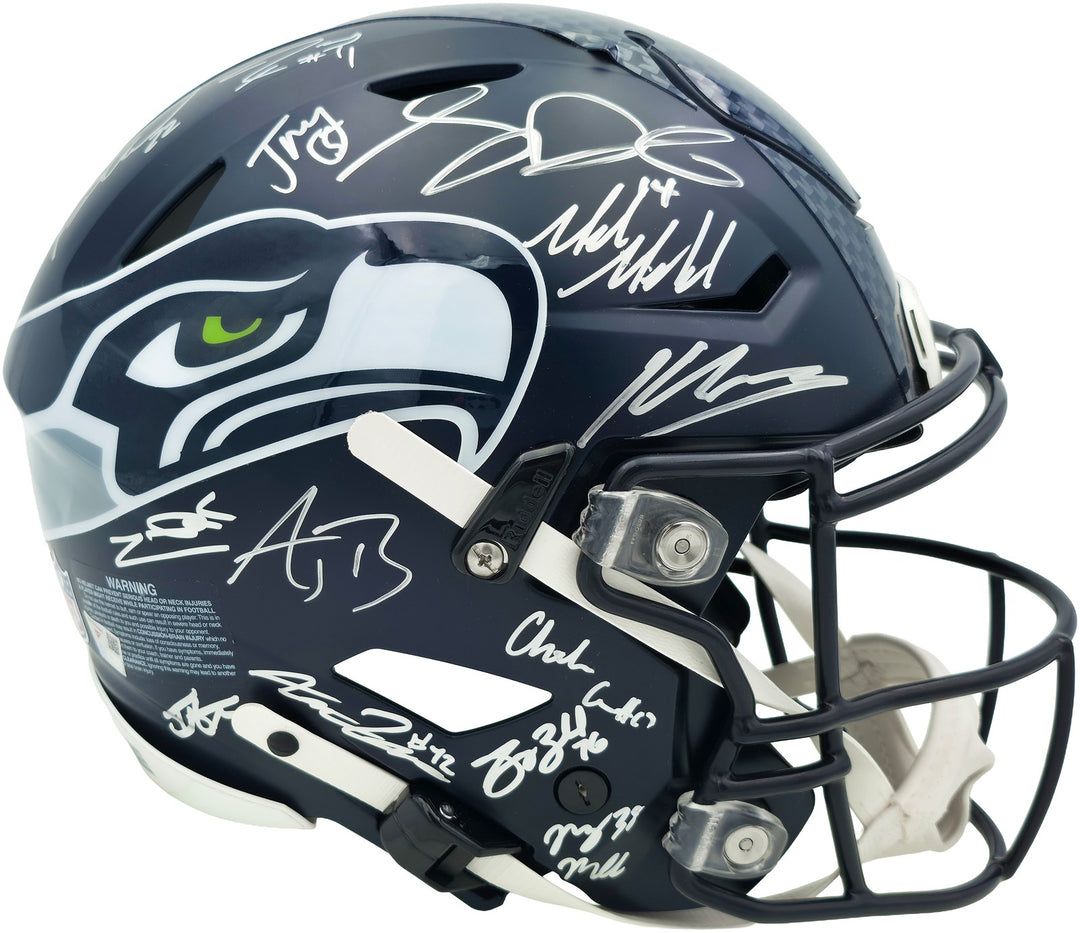 Seahawks SB LX Champs 31 Signed Blue Full Size SpeedFlex Authentic Helmet