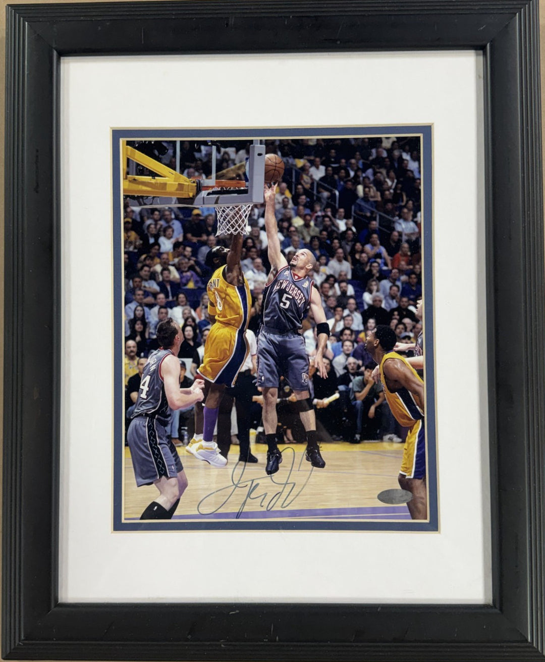 Jason Kidd Signed Framed 8x10 Photo Vs Kobe Auto Steiner COA NJ Nets HOF