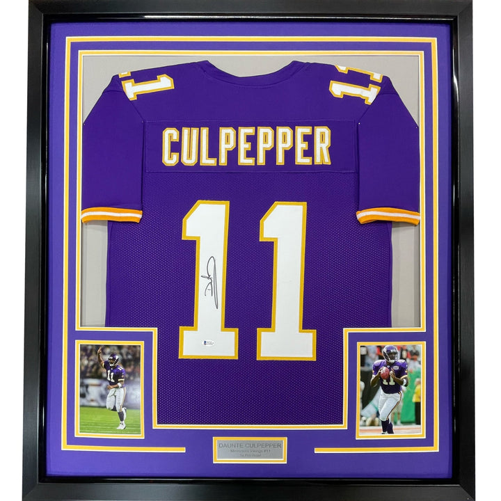 FRAMED Signed DAUNTE CULPEPPER 35x39 Minnesota Purple Jersey JSA COA