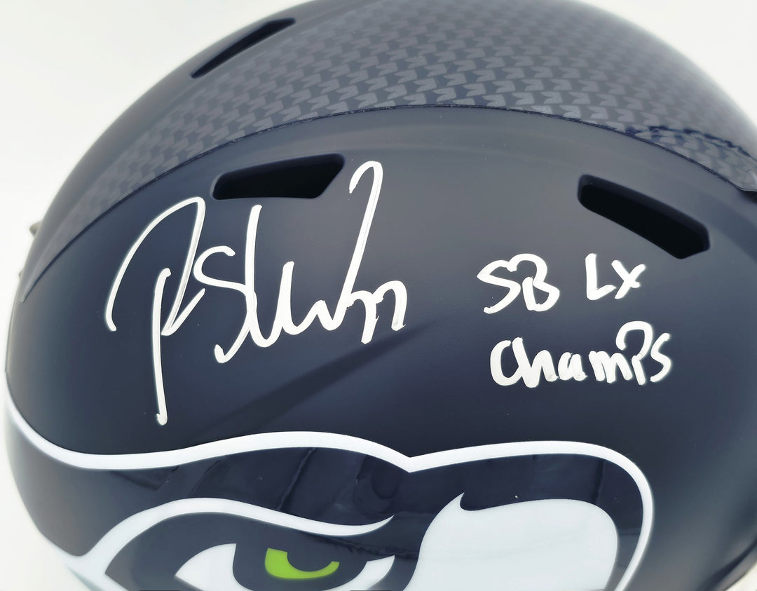 Rashid Shaheed Signed Seahawks Blue Full Size Speed Replica Helmet MCS Holo