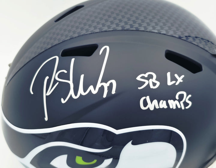 Rashid Shaheed Signed Seahawks Blue Full Size Speed Replica Helmet MCS Holo