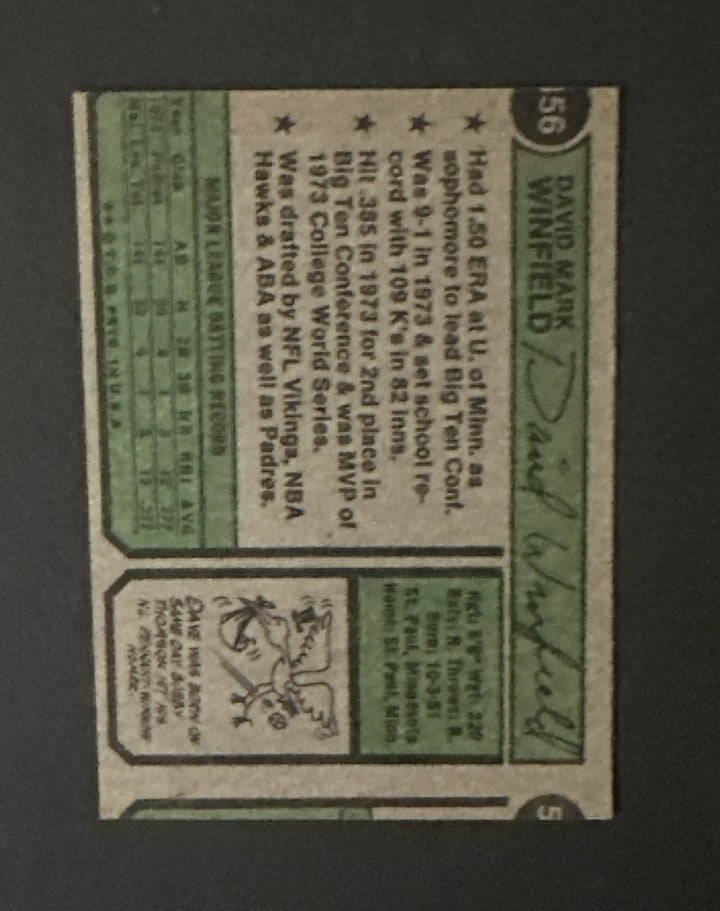 DAVE WINFIELD 1974 TOPPS #456 Rookie Error Cut Nm Beauty Padres HOF Rc
