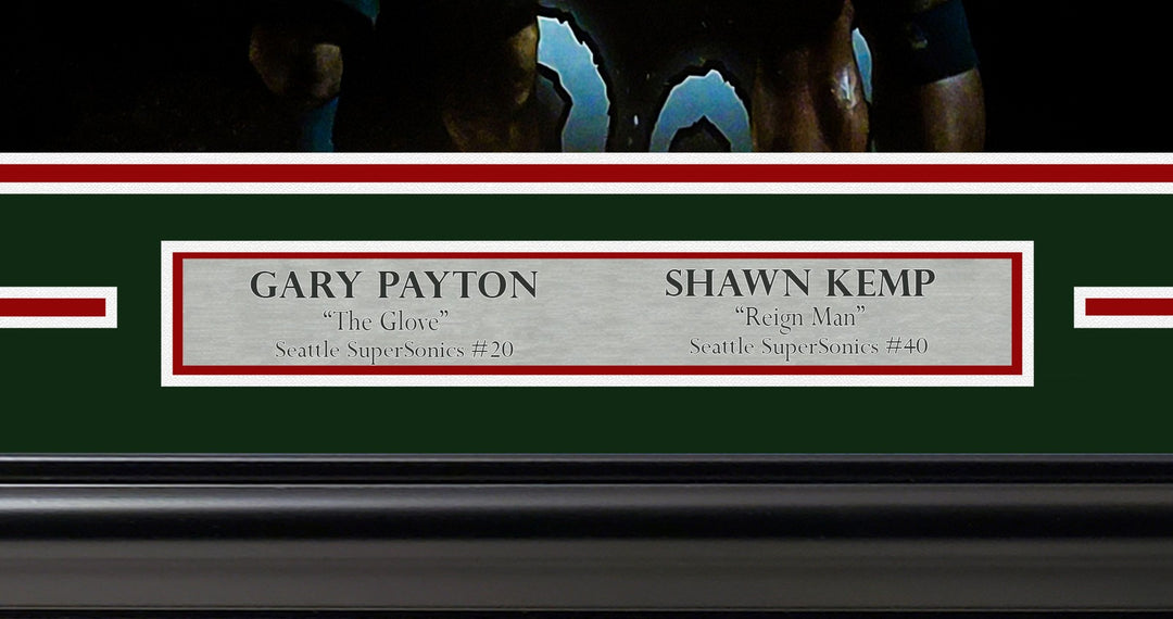 Gary Payton & Shawn Kemp Signed Framed 16x20 Photo Supersonics Beckett BAS QR