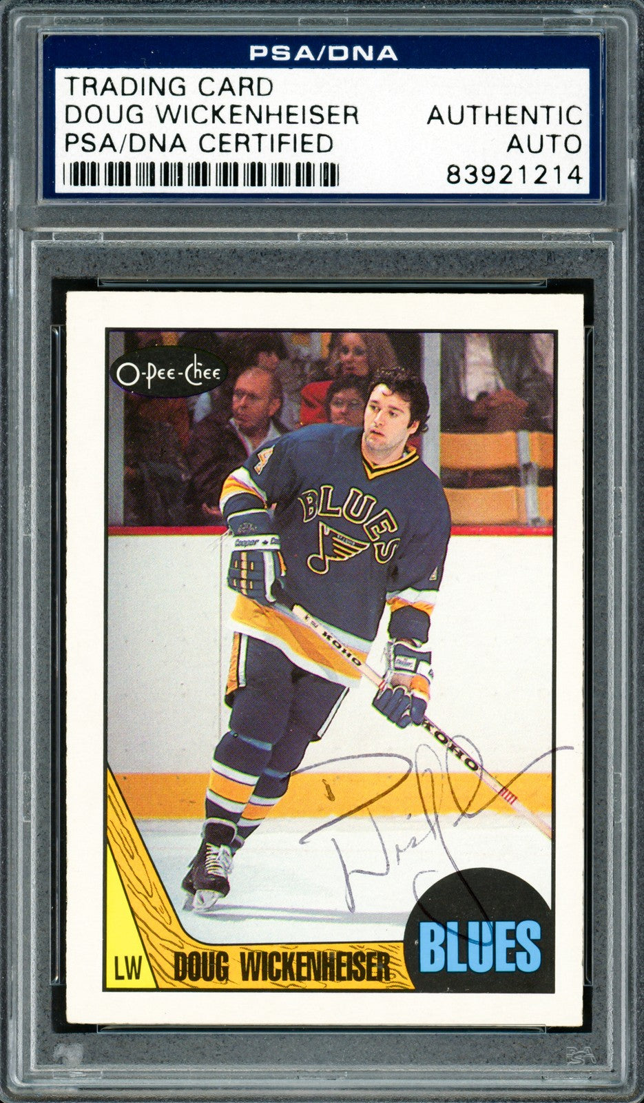 Doug Wickenheiser Auto 1987-88 O-Pee-Chee Card 193 St. Louis Blues PSA/DNA 21214