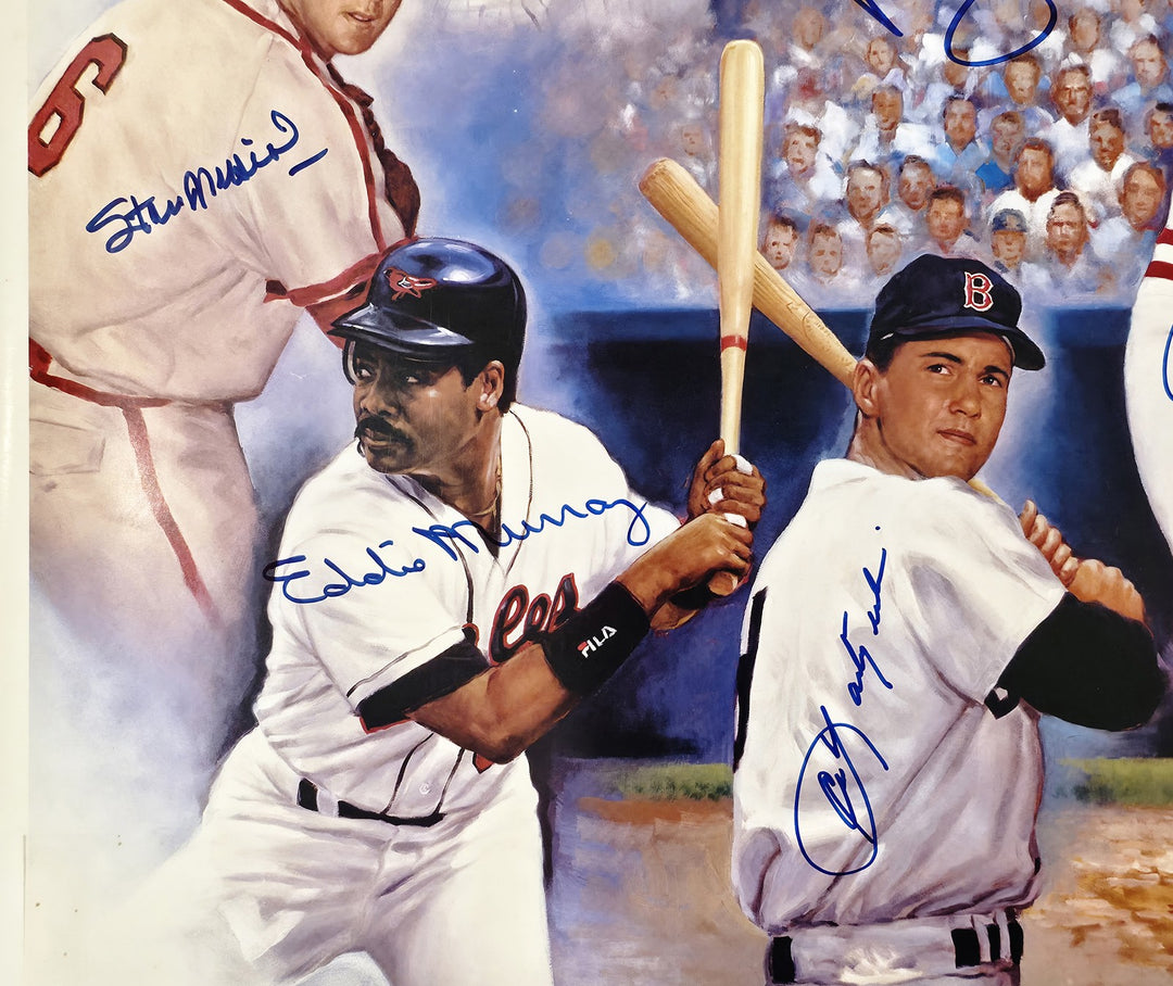 3000 Hit Club Signed 24x36 Lithograph Photo With 13 Sigs Willie Mays & Hank