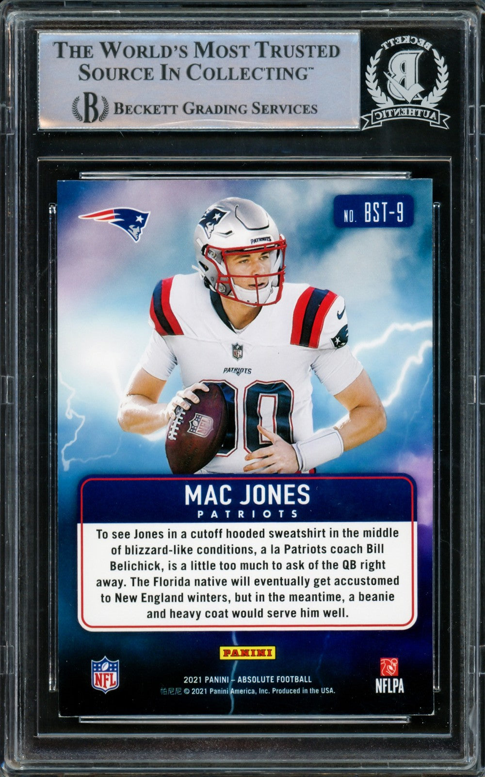 Mac Jones Signed 2021 Panini Absolute By Storm RC BST-9 Patriots Beckett