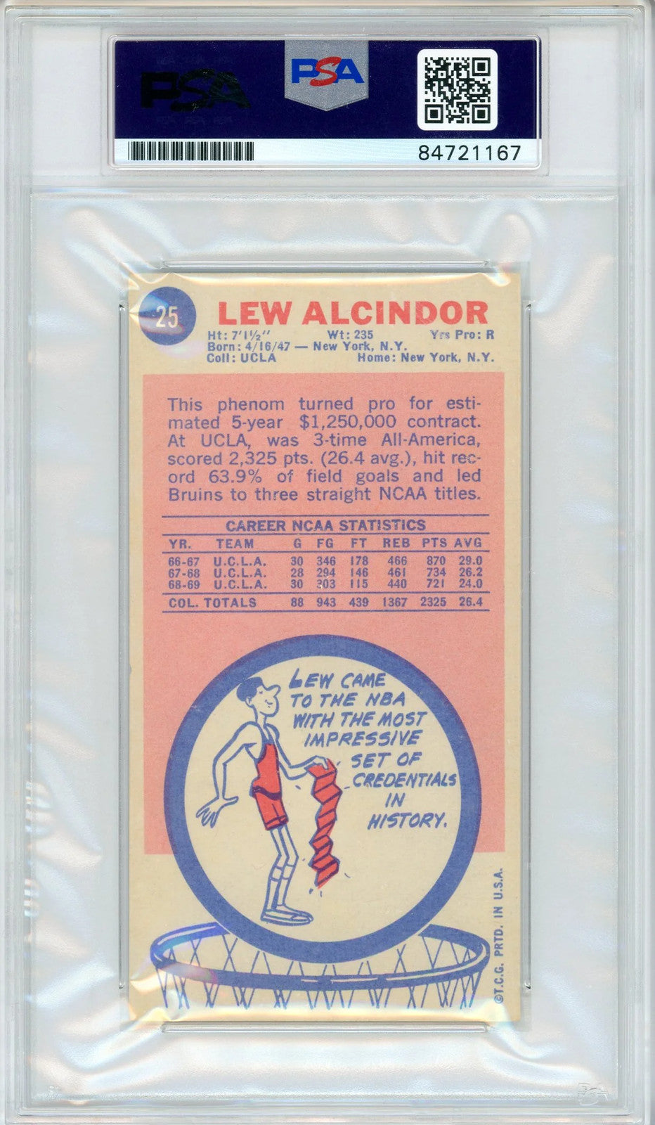 Kareem Abdul-Jabbar Autographed Multi Inscribed 1969-70 Topps Rookie Card #25 (P