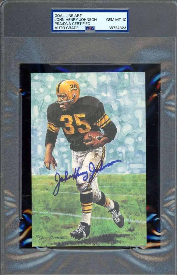 John Henry Johnson Gem Mint 10 PSA DNA Signed Goal Line Art Card GLAC Auto