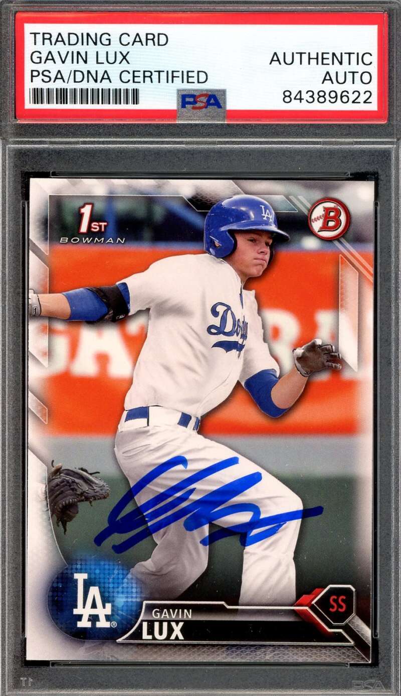 Gavin Lux PSA DNA Signed 2016 Bowman First Rookie Autograph