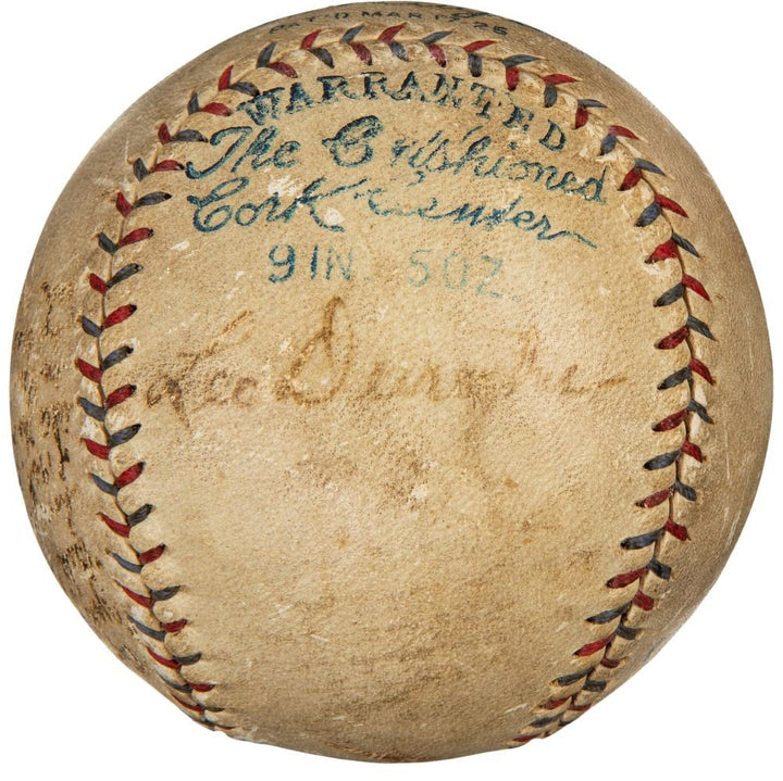 Babe Ruth & Durocher Signed Game Used 1928 Ruth Home Run Baseball PSA+BAS LOA