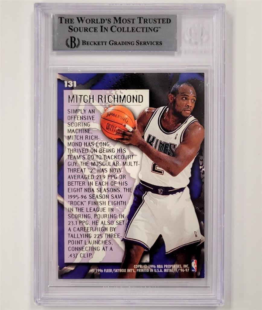1996-97 Fleer Metal Metallized #131 Mitch Richmond signed card auto Beckett BAS