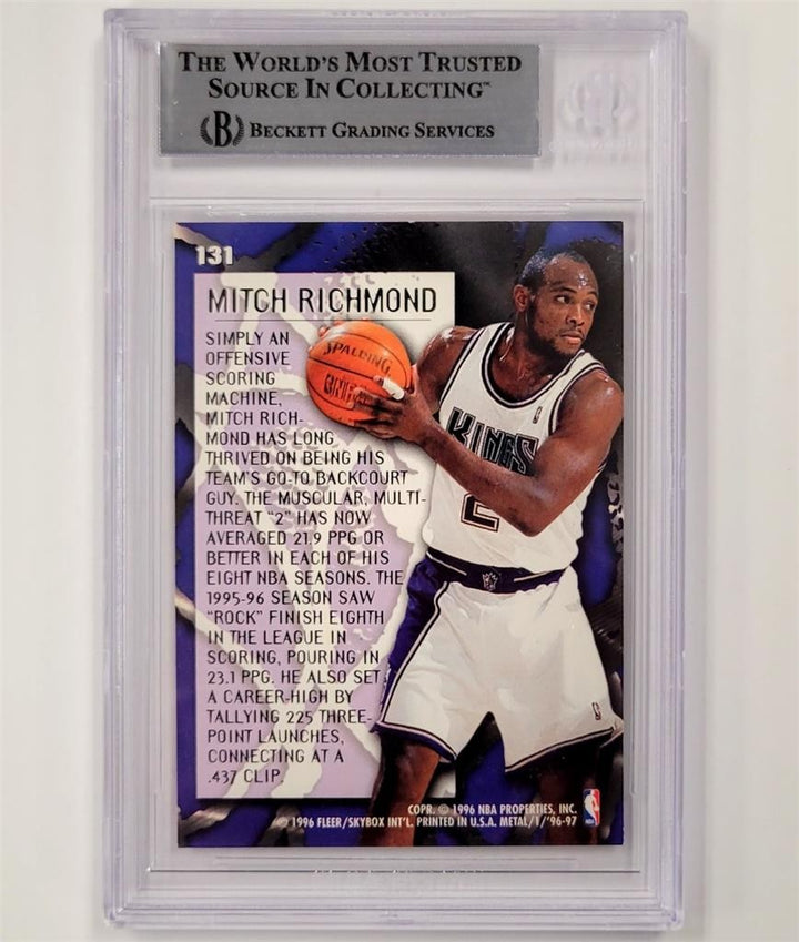 1996-97 Fleer Metal Metallized #131 Mitch Richmond signed card auto Beckett BAS