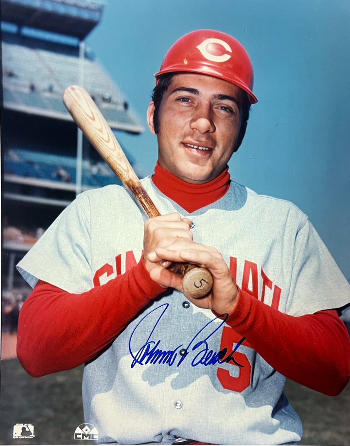 Johnny Bench signed Cincinnati Reds MLB 8x10 Photo- COA (Big Red Machine/HOF)