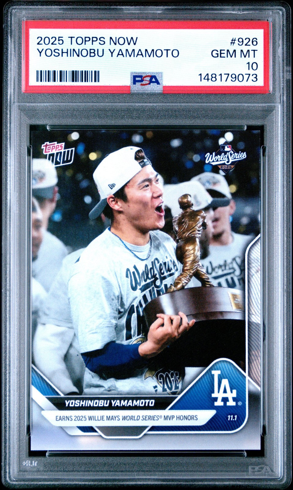 Graded 2025 Topps Now Yoshinobu Yamamoto #926 Baseball Card PSA 10 Gem Mint