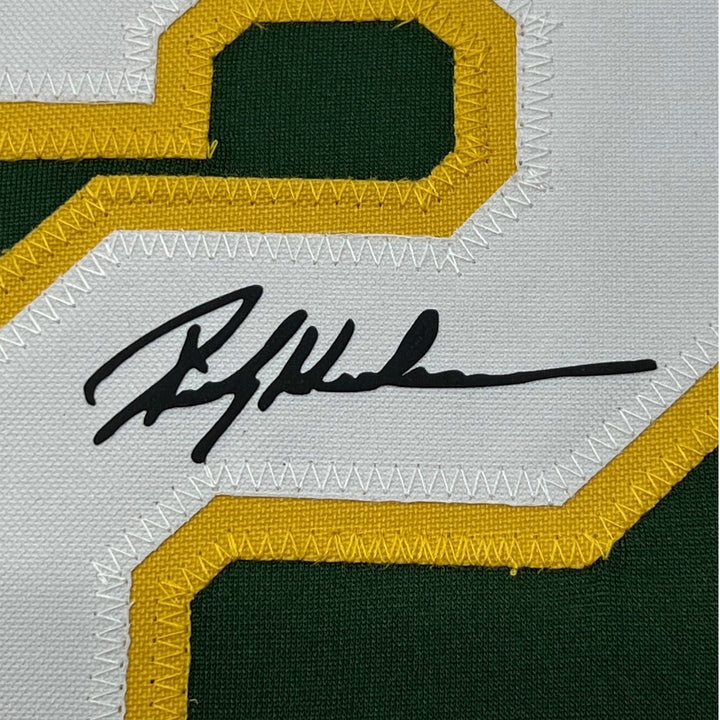 Framed Facsimile Autographed Rickey Henderson 33x42 Reprint Laser Auto Jersey