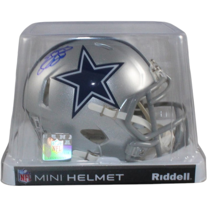 Emmitt Smith Autographed/Signed Dallas Cowboys Mini Helmet Beckett Witness 58226
