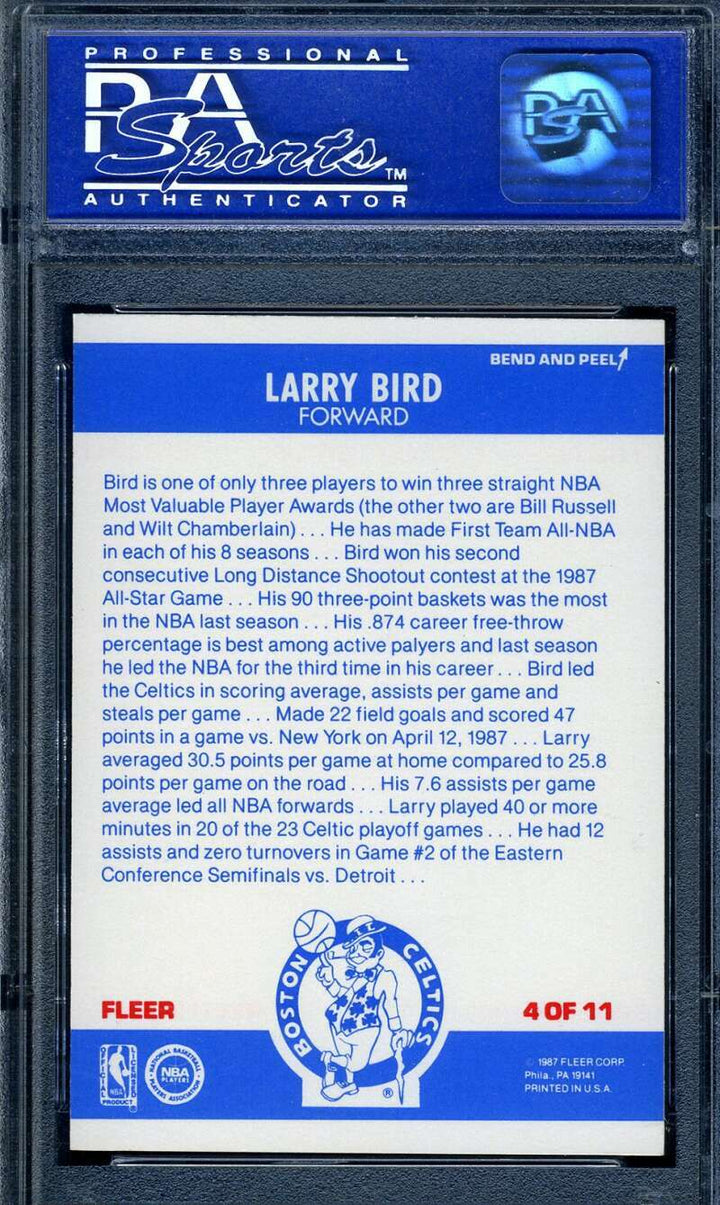 Larry Bird Psa Nm Mt 8 1987 Fleer Sticker