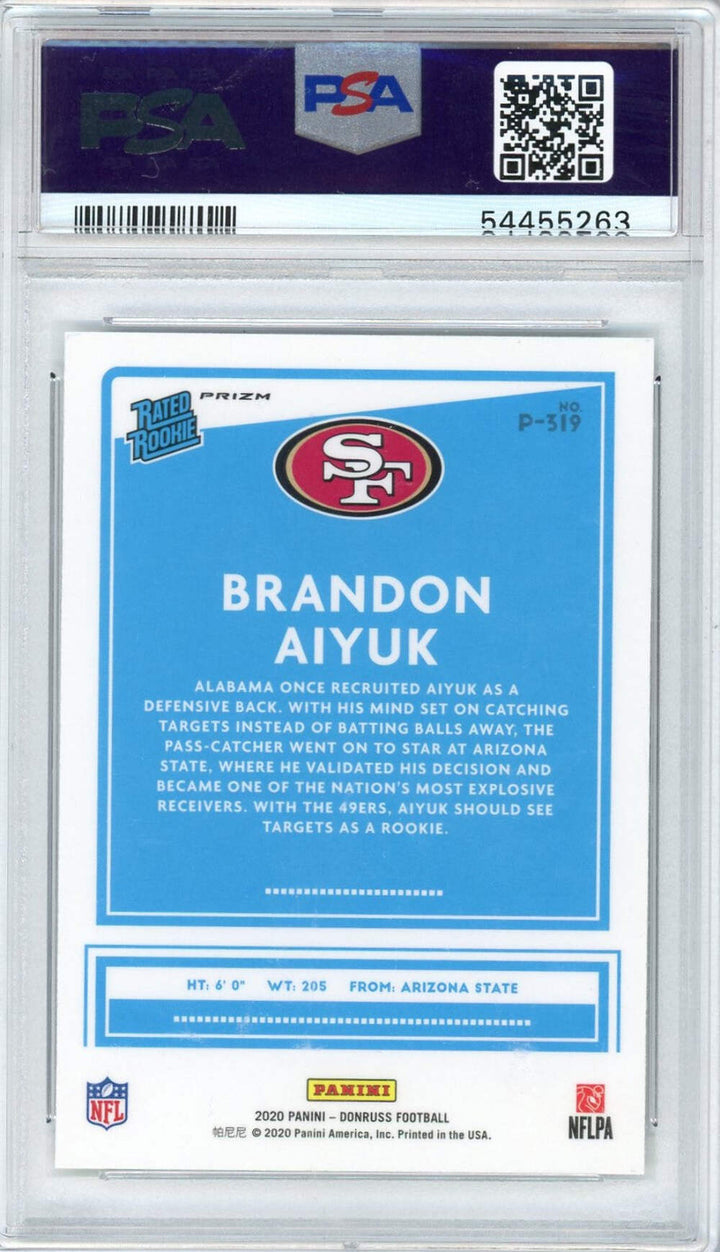 Graded 2020 Donruss Brandon Aiyuk #P319 Optic Preview Holo Football Card PSA 10