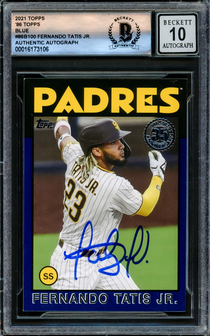 Fernando Tatis Jr. Signed 2021 Topps 35th Anniversary Blue Card #86B-100 San