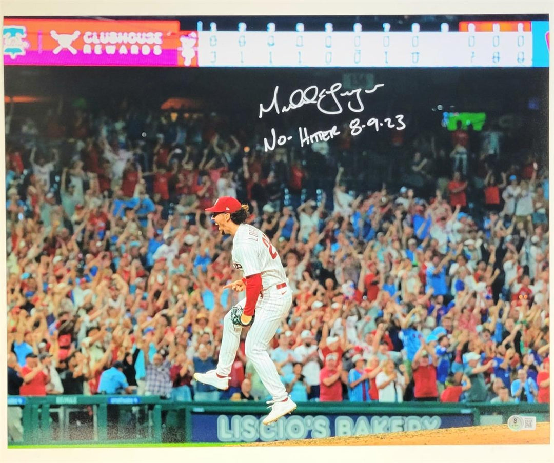 Michael Lorenzen signed "No Hitter 8-9-23" 16x20 Photo auto BAS Beckett Witness