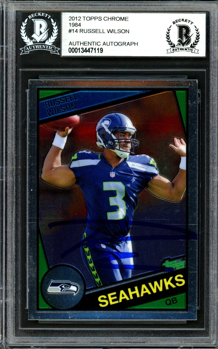 Russell Wilson Signed 2012 Topps Chrome RC 14 Seattle Seahawks Beckett #13447119