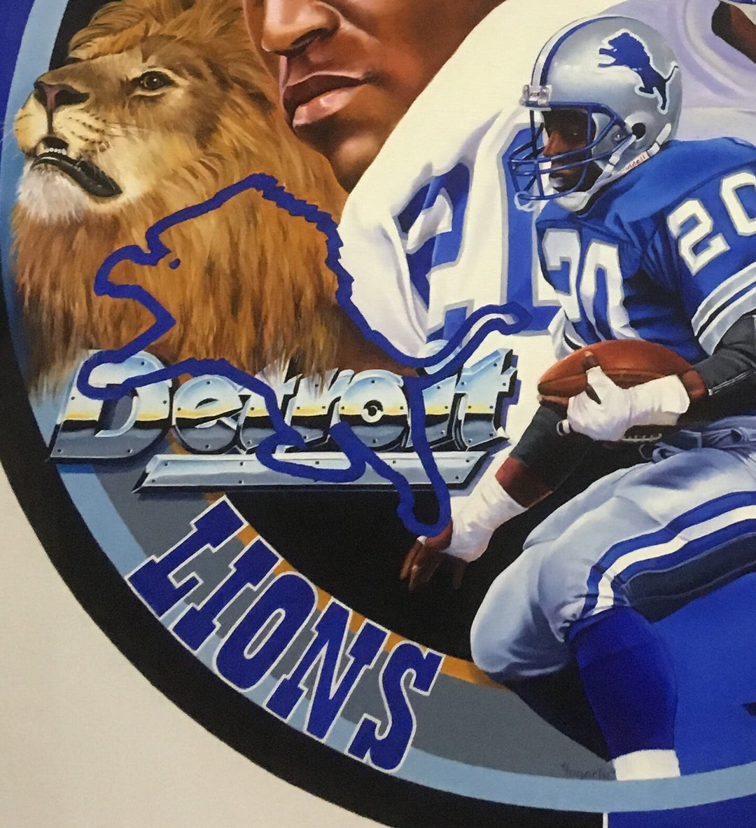 Terrence Fogarty signed original Barry Sanders canvas oil painting auto COA 1/1