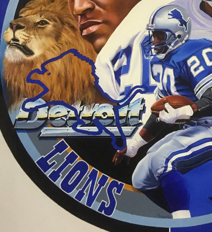 Terrence Fogarty signed original Barry Sanders canvas oil painting auto COA 1/1