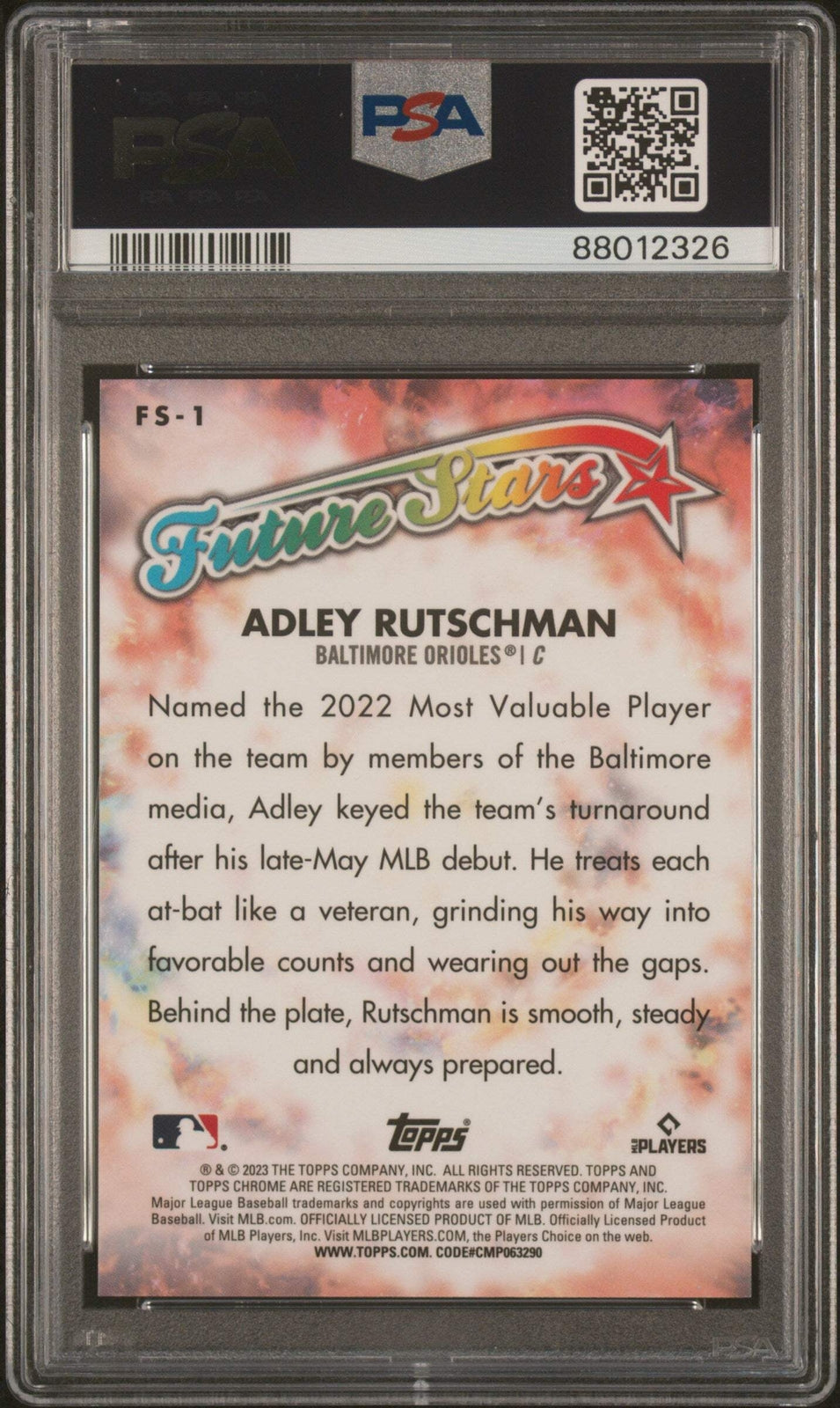 Graded 2023 Topps Chrome L/E Adley Rutschman #FS1 Stars RC Baseball Card PSA 10